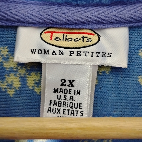 Vintage Talbots 2XP Fair Isle Fleece Quarter Zip Snowflake Ski Lodge Preppy Cozy - Picture 5 of 6